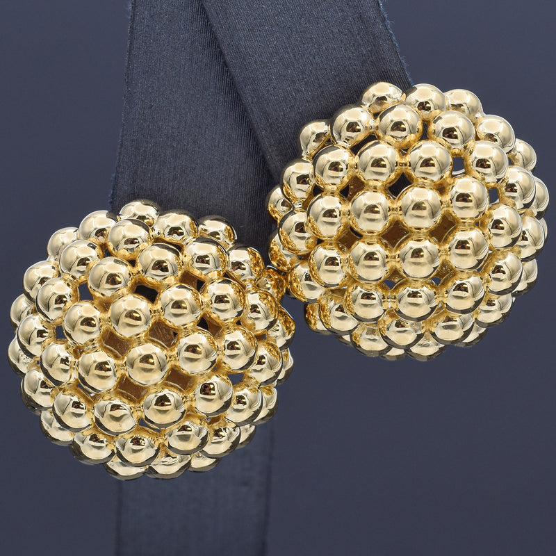 LAGOS Caviar 18K Yellow Gold Lattice Omega-Back Earrings 20 Grams ...