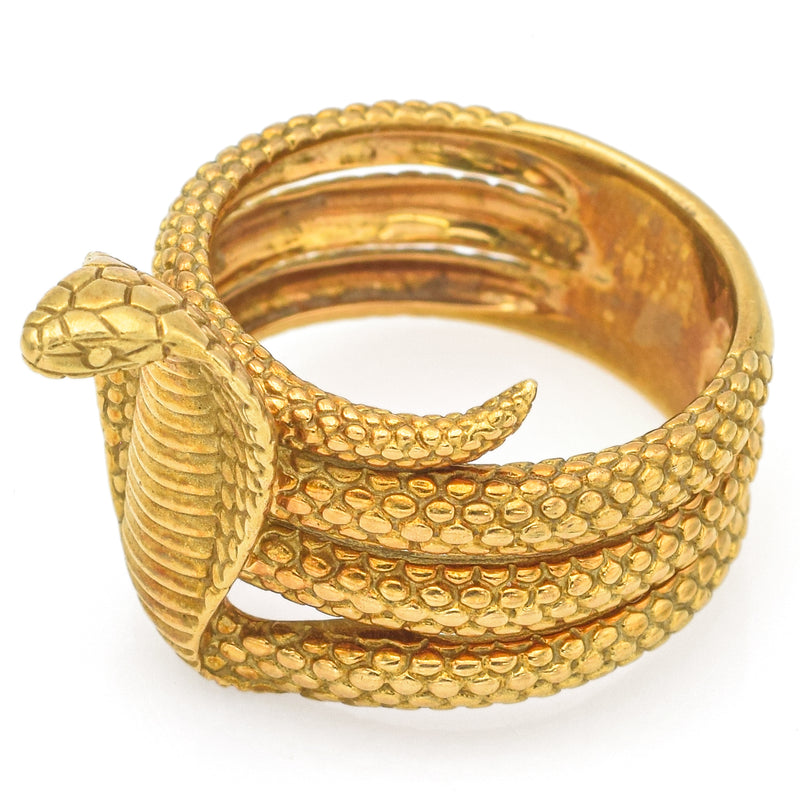 Vintage 18K Yellow Gold Cobra Snake Band Ring – Blue Ribbon Rarities