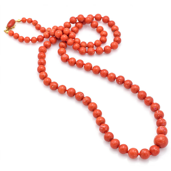 18” Red Coral Rock Bead Strand Vintage 18 Beads Crafts & Jewelry