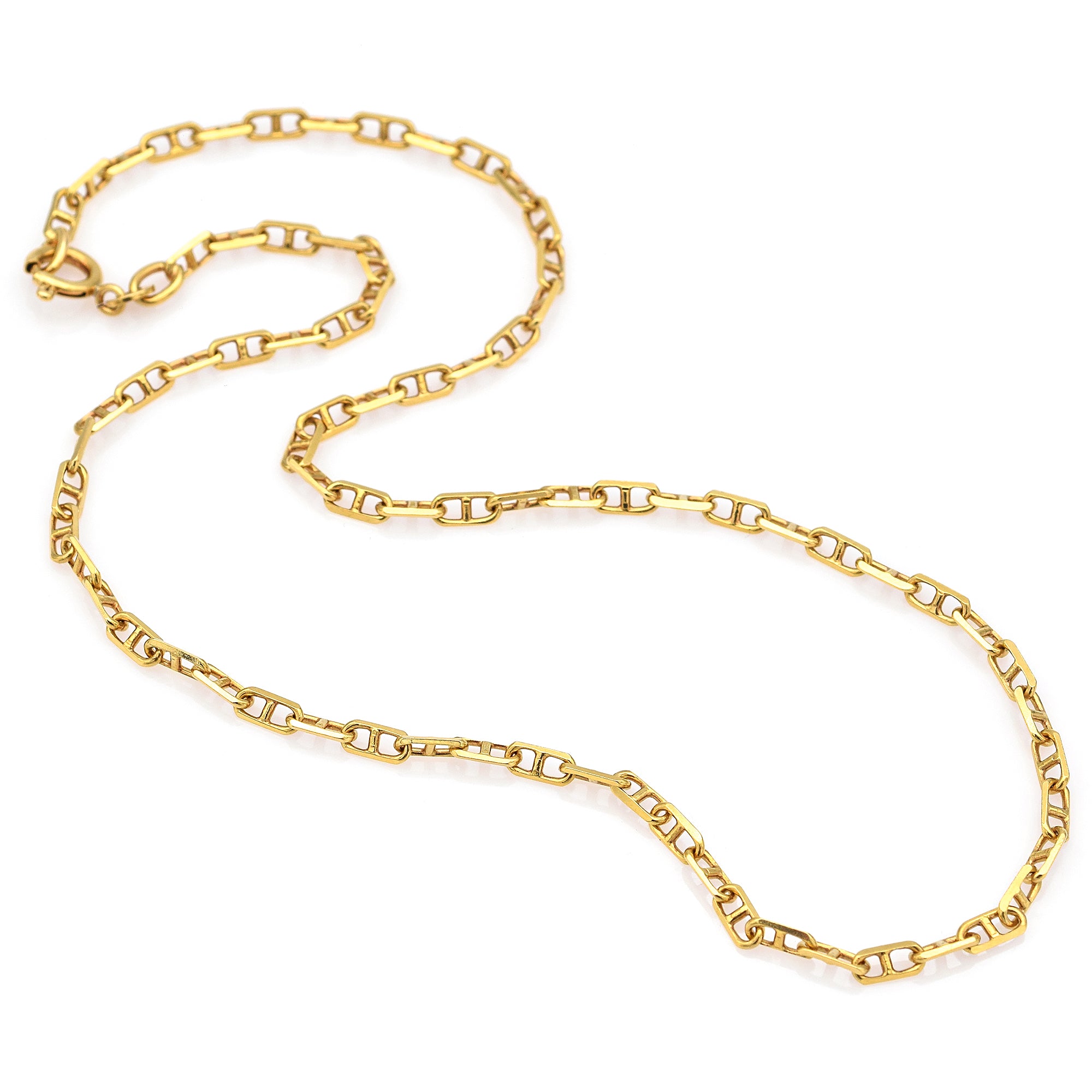 Uno a Erre Vintage 18K Yellow Gold 2.9 mm Mariner Chain Necklace 15 In ...