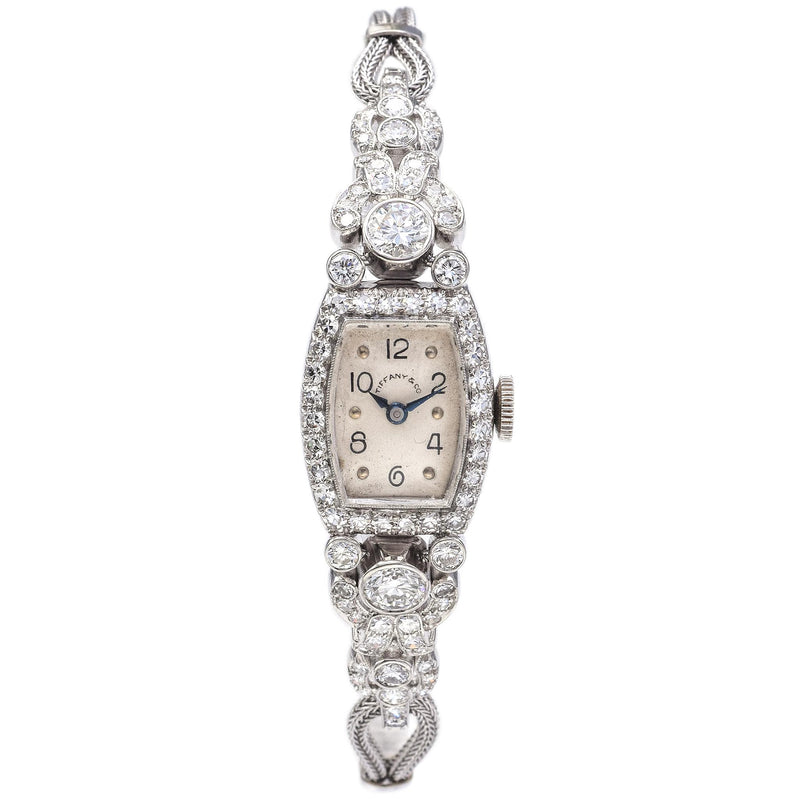 Antique Hamilton Platinum Tiffany & Co. Dial Diamond Women's Watch ...