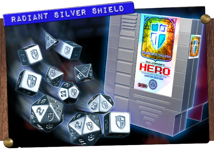 Radiant Silver Shield 1UP-Dice polyhedral set