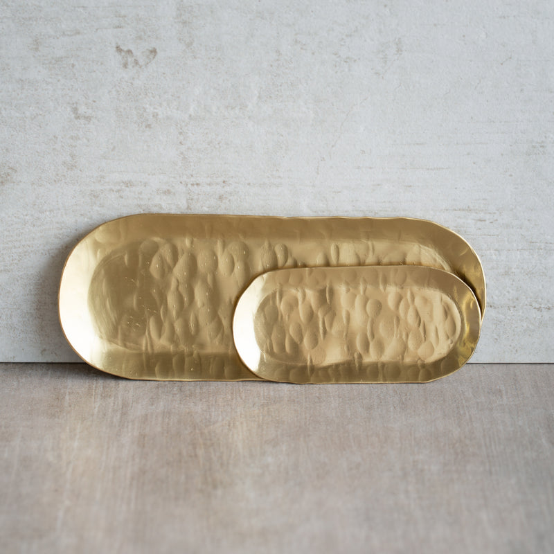 Hammered Brass Oval Tray | Small