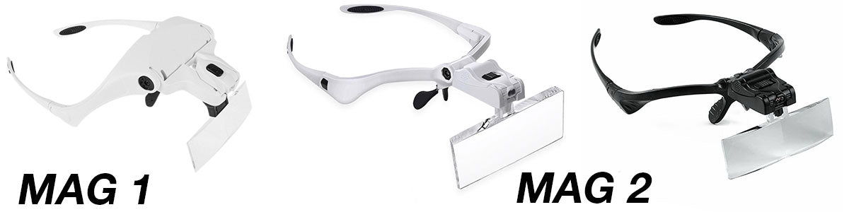 magnifying glasses with led lights in white and black