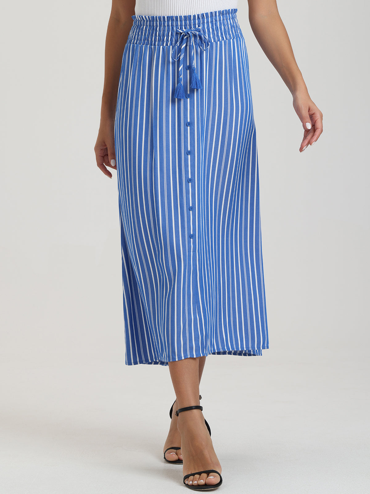 Button Front Midi Skirt