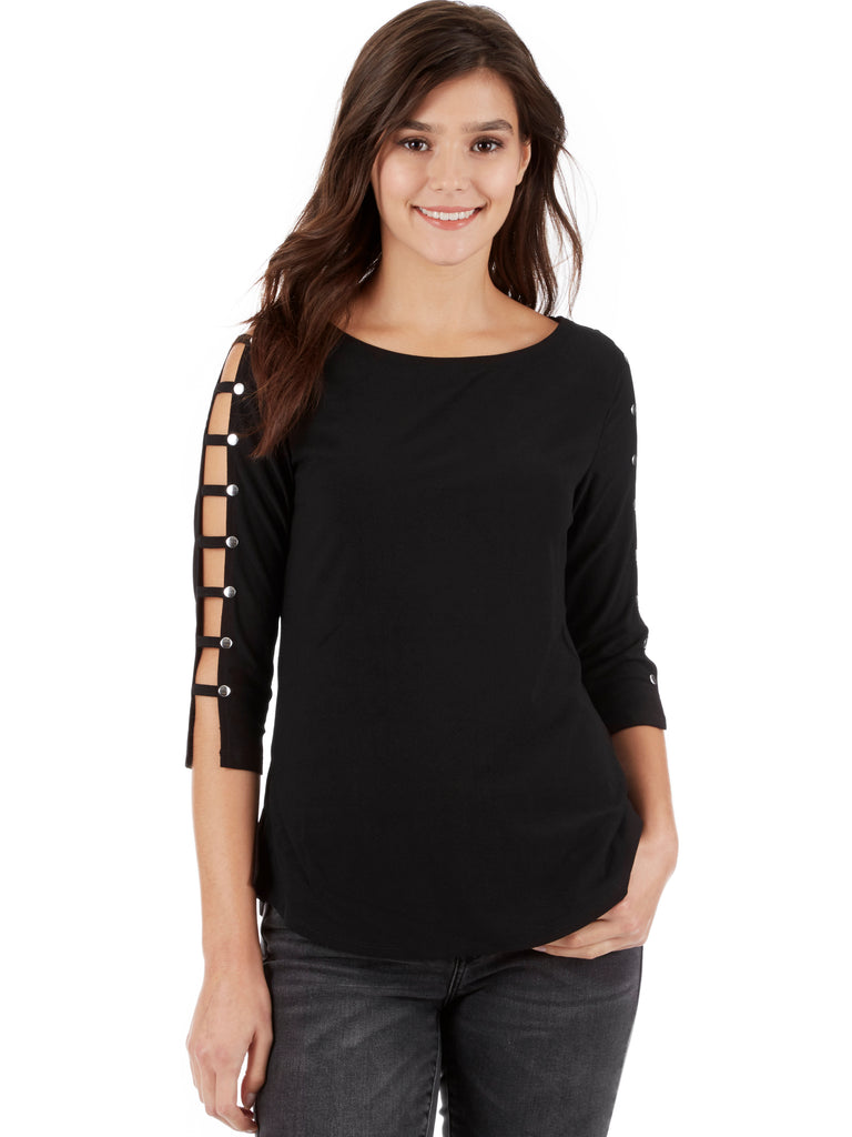 Crystal Crepe Studded Ladder Sleeve Shirt – 89th + Madison