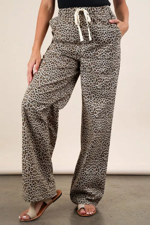 Animal Print Linen Wide Leg Pants - The House of Gentry