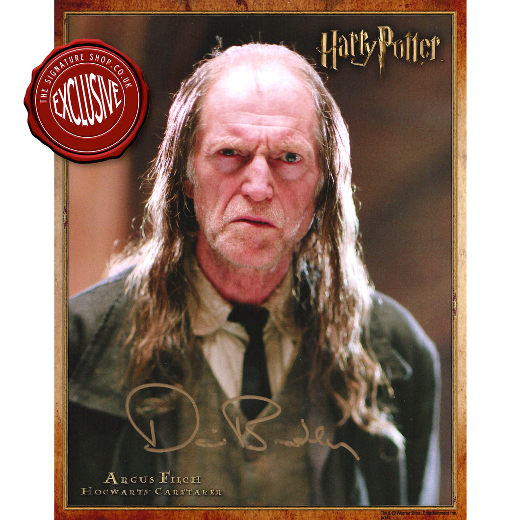 Argus Filch 10x8 Photo Signed By David Bradley The Signature Shop