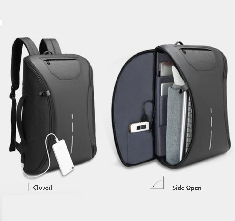 side open backpack