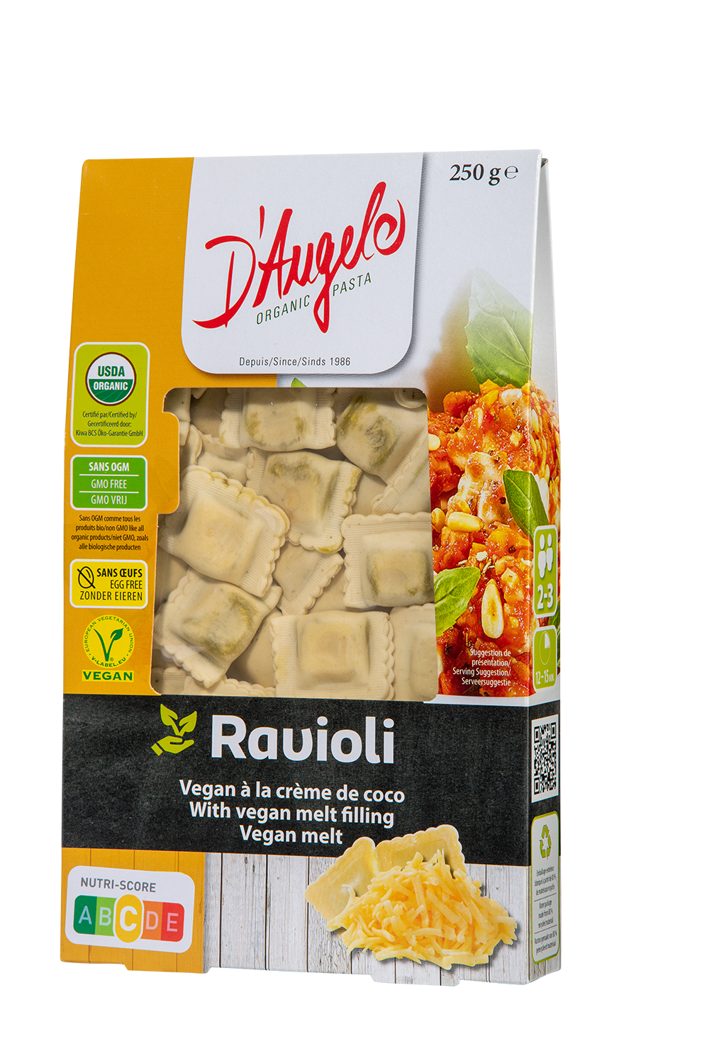 D'Angelo Organic Ravioli filled with Vegetable Cheese Melt –  