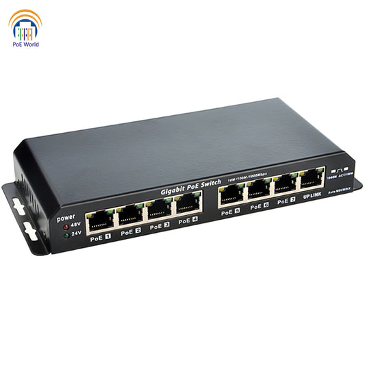 PoE Switch （8 x 100Mbps POE Ports +2 Gigabit Uplink），1 x 1G  SFP,802.3af/at，100W Built-in Power, Extend to 250Meter,Unmanaged Metal Plug  and Play : : Computers & Accessories