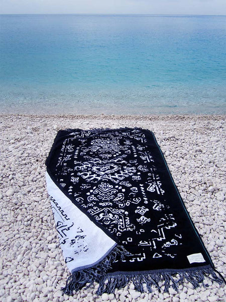 beach towel black and white