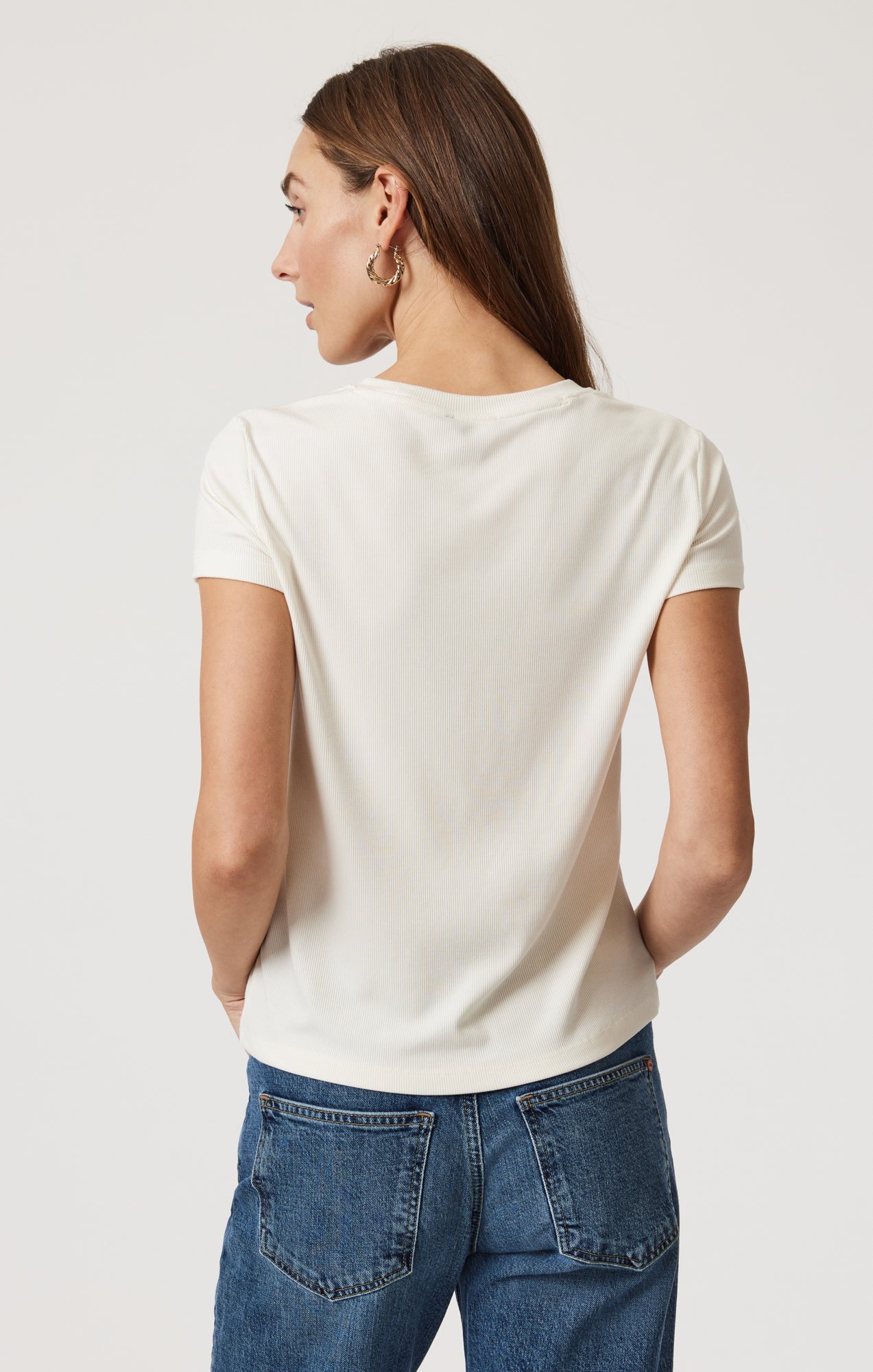 Mavi Luxe Touch Tencel™ Ribbed T-shirt In Coconut Milk In White