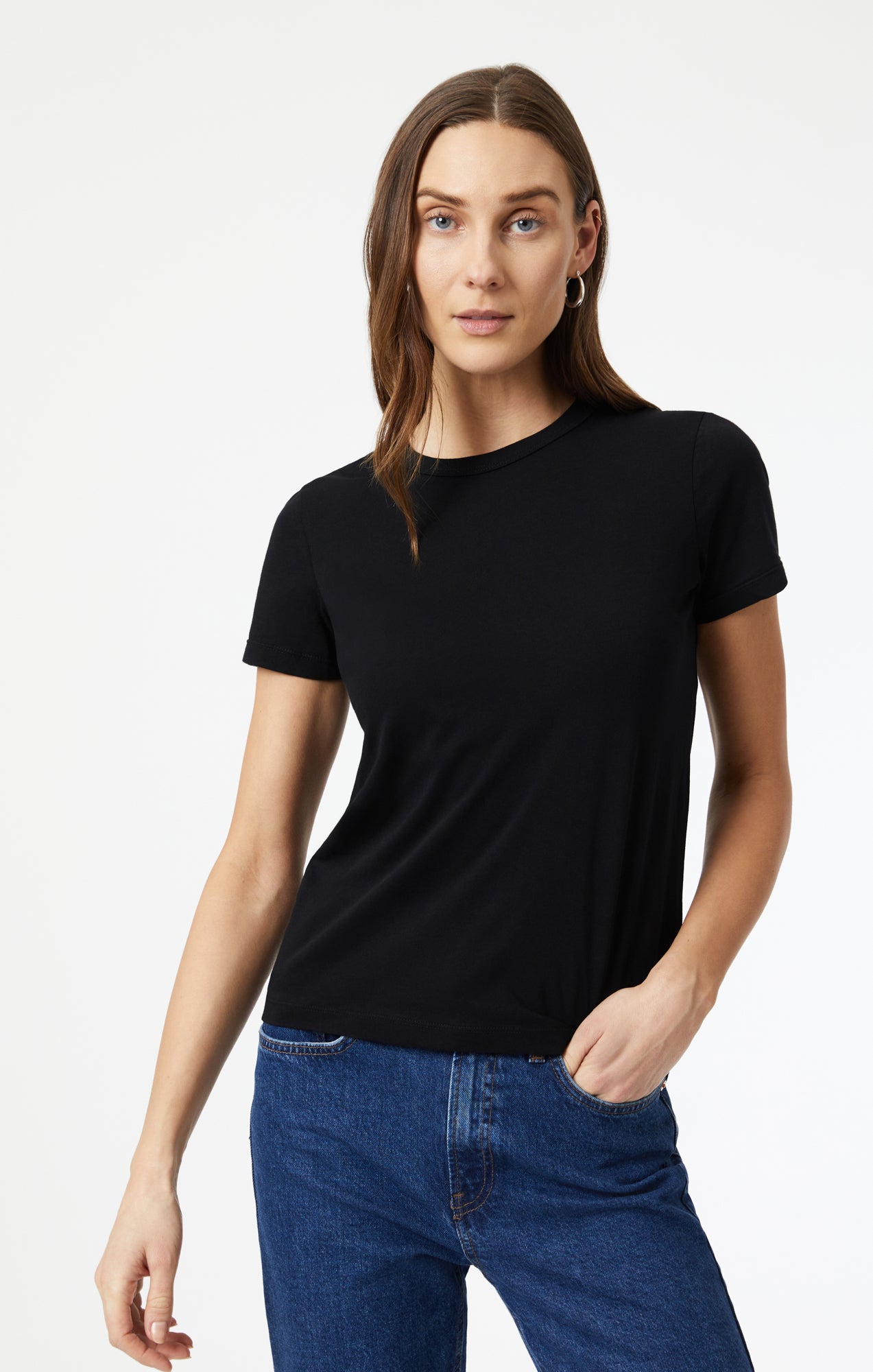 Mavi Women's Boat Neck T-Shirt In Black