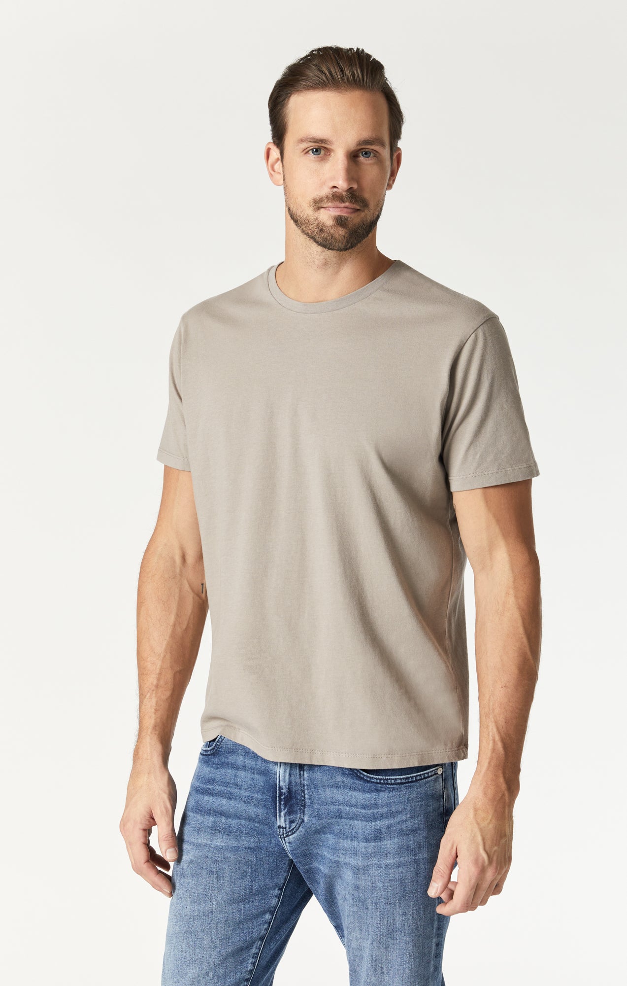 Mavi Men's Raw Edge Neck T-Shirt In Blanc De Blanc