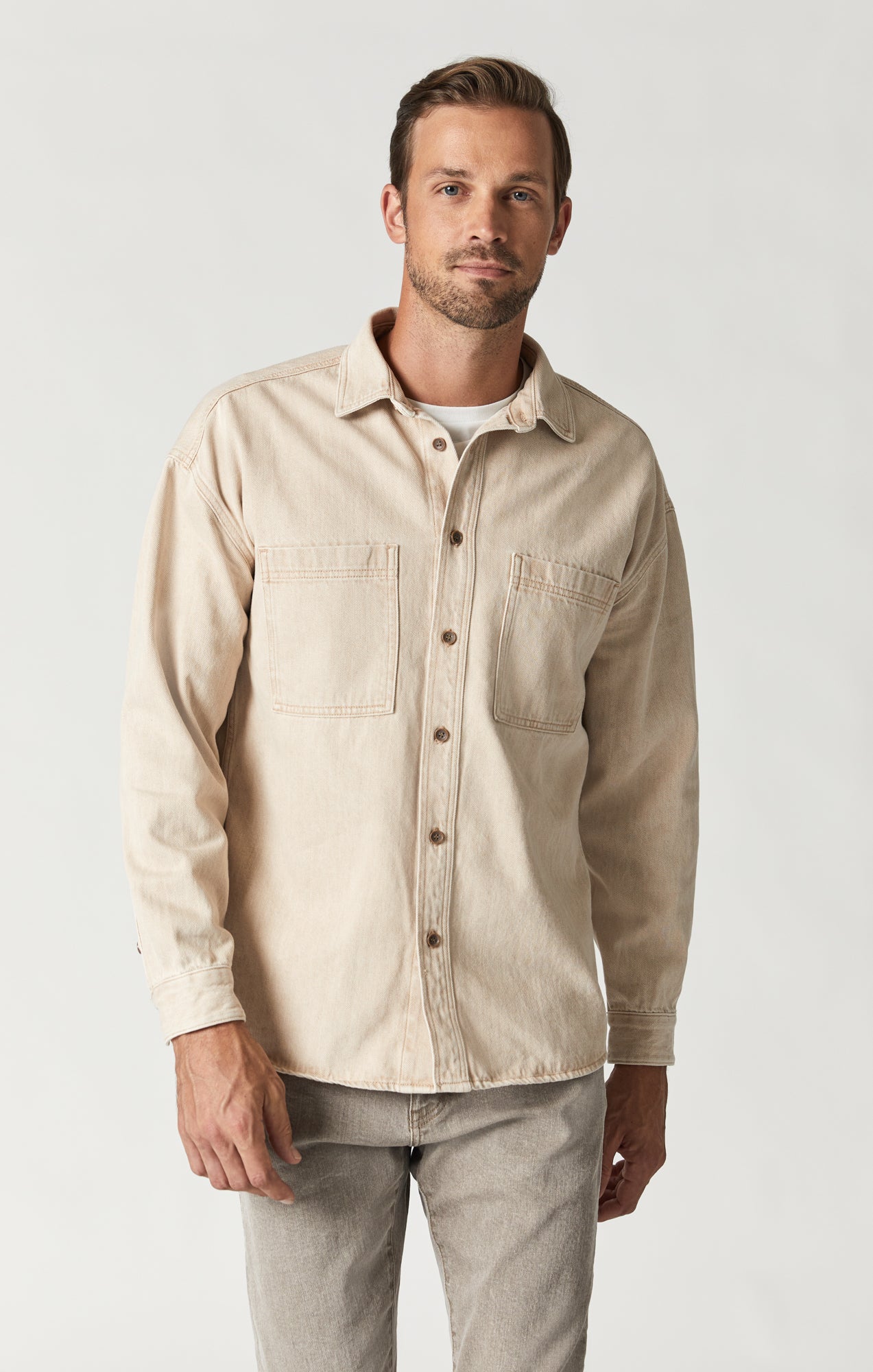 Mavi Women's Dina Denim Shirt In Beige Natural Dye