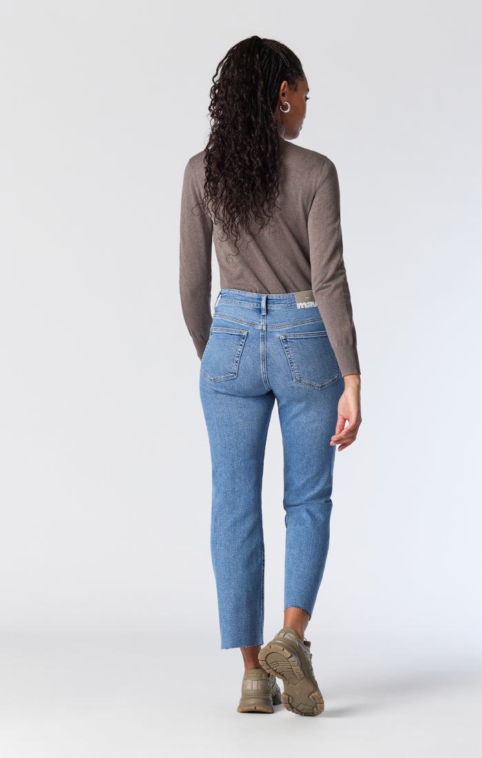 Mavi Women's Soho High-Rise, Girlfriend Jeans in Dark Brushed
