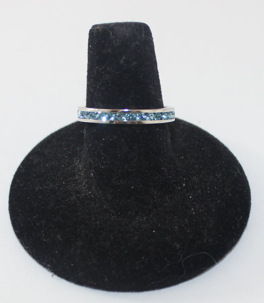 Silver Stackable Aqua Swarovski Crystal Ring