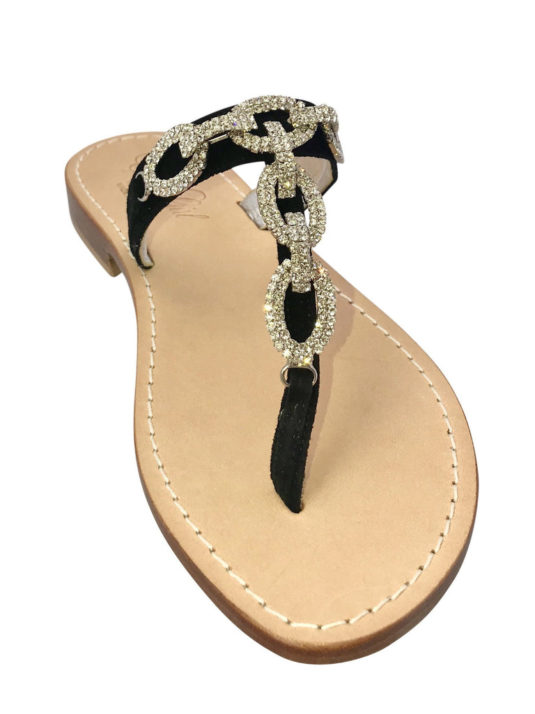 black jeweled sandals