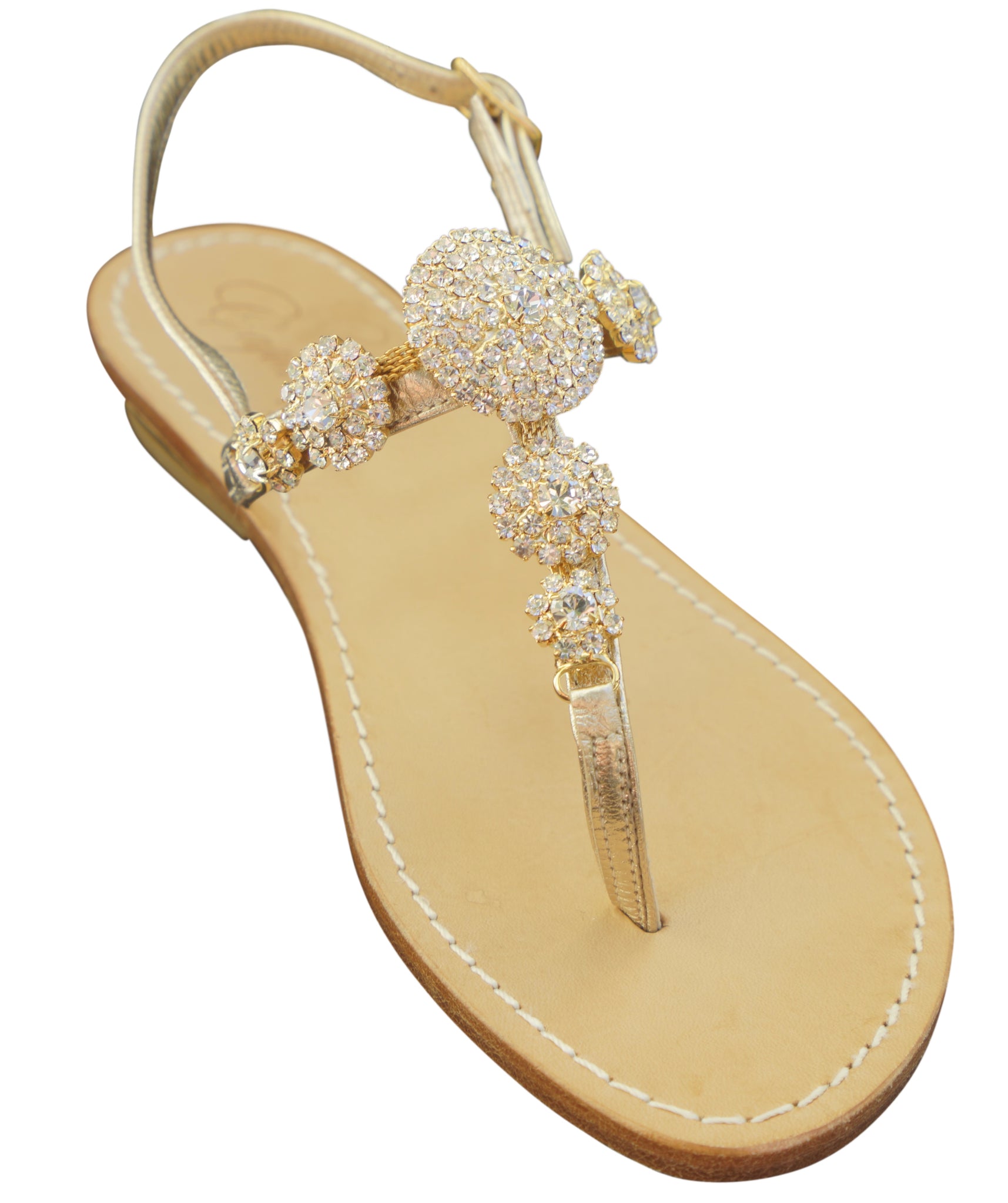 gold jeweled sandals