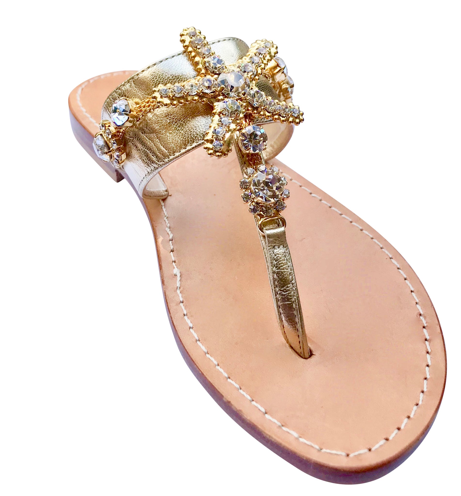 gold jeweled sandals