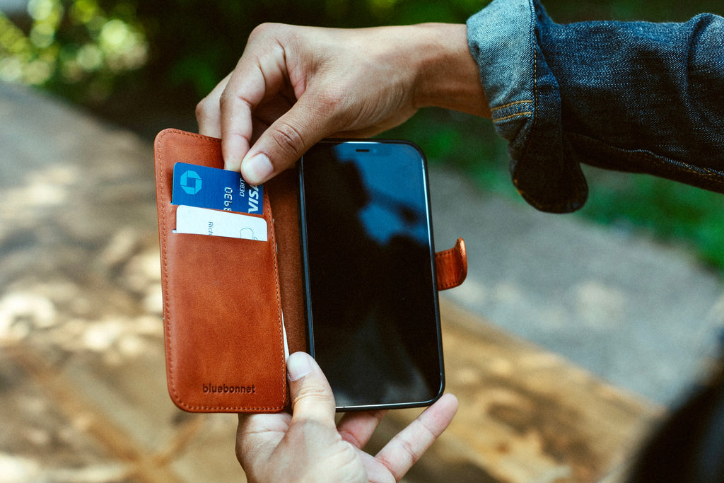 Tan Leather iPhone Wallet Case