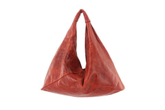 paprika colored women's soft leather shoulder bag