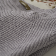 grey fully fashioned sweater