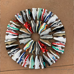sneakers in a wheel pattern