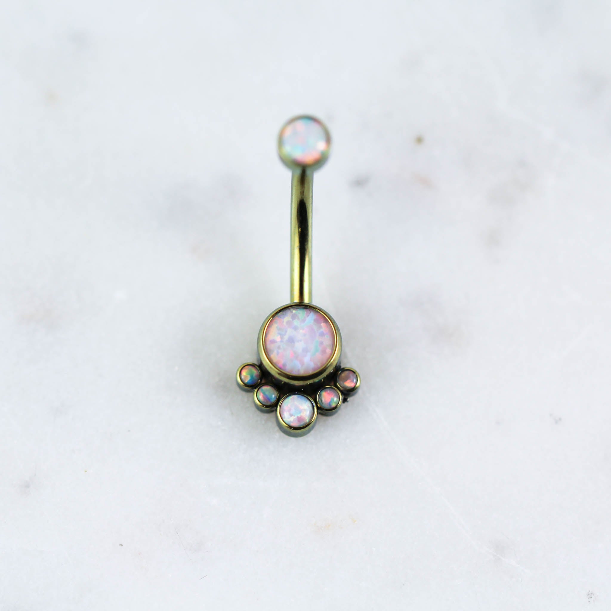 Titanium Intricate Opal Belly Ring 