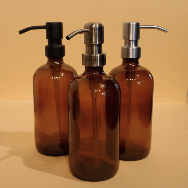 Amber Glass Apothecary Soap Dispenser - 16 oz