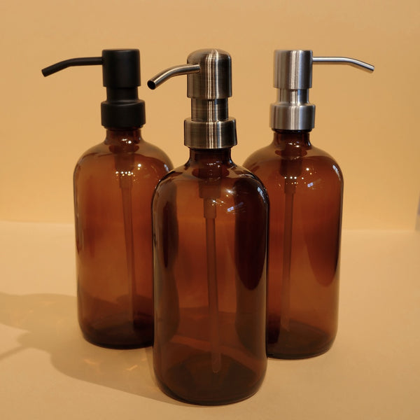 Amber Glass Apothecary Soap Dispenser - 12 oz