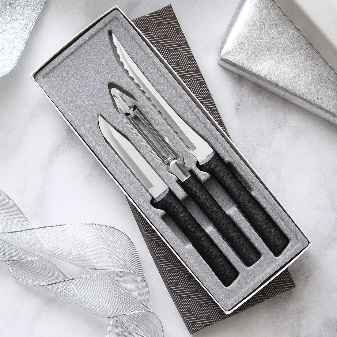 Rada Cutlery Utility Steak Knives Gift Set Stainless Steel Knife , Set of 6, Black