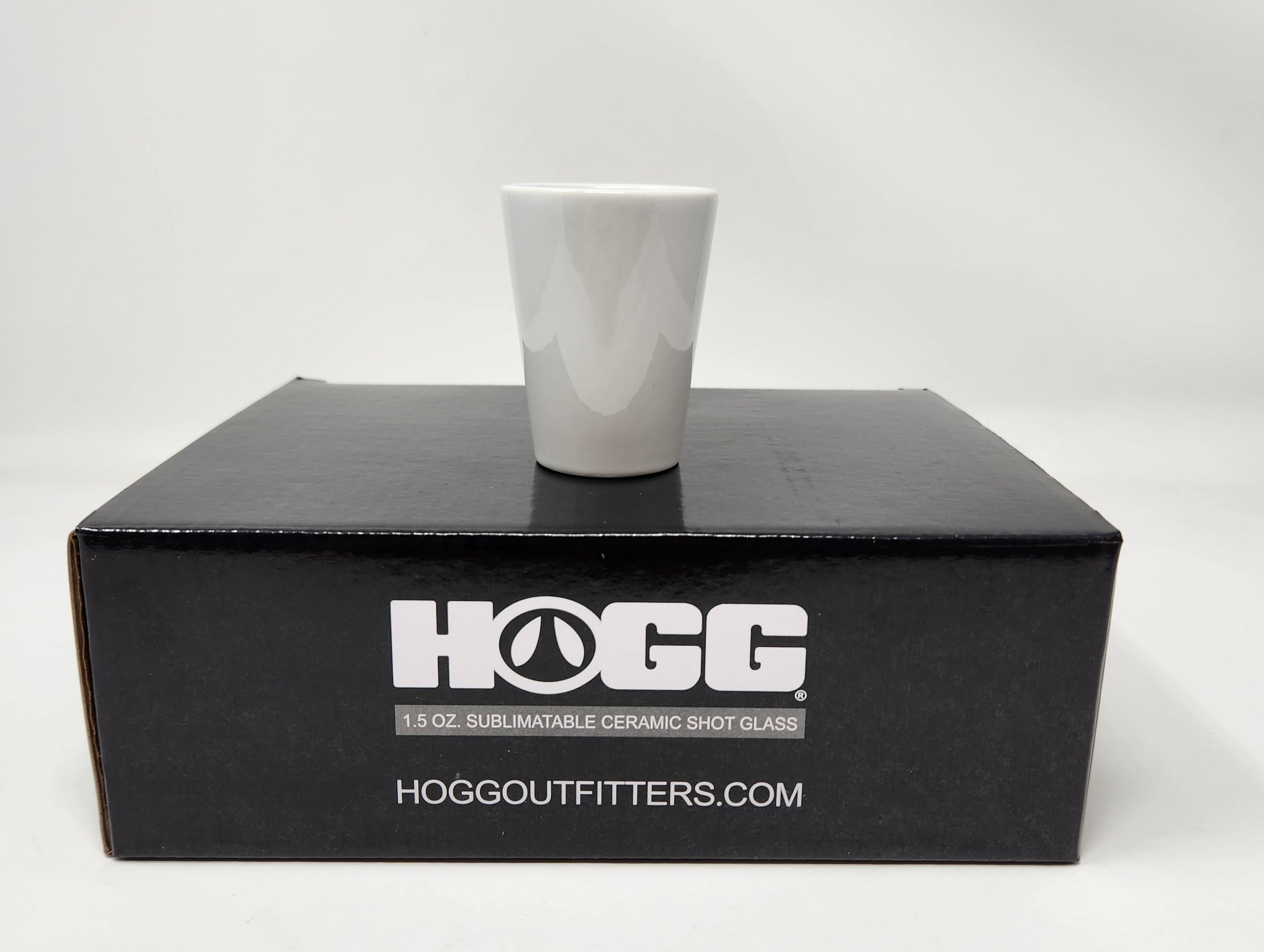 1.5oz SUBLIMATABLE CERAMIC SHOT GLASS SMALL CASE (12 UNITS) OZ. SUBLIMATABLE CERAMIC SHOT GLASS HOGGOUTFITTERS.COM 