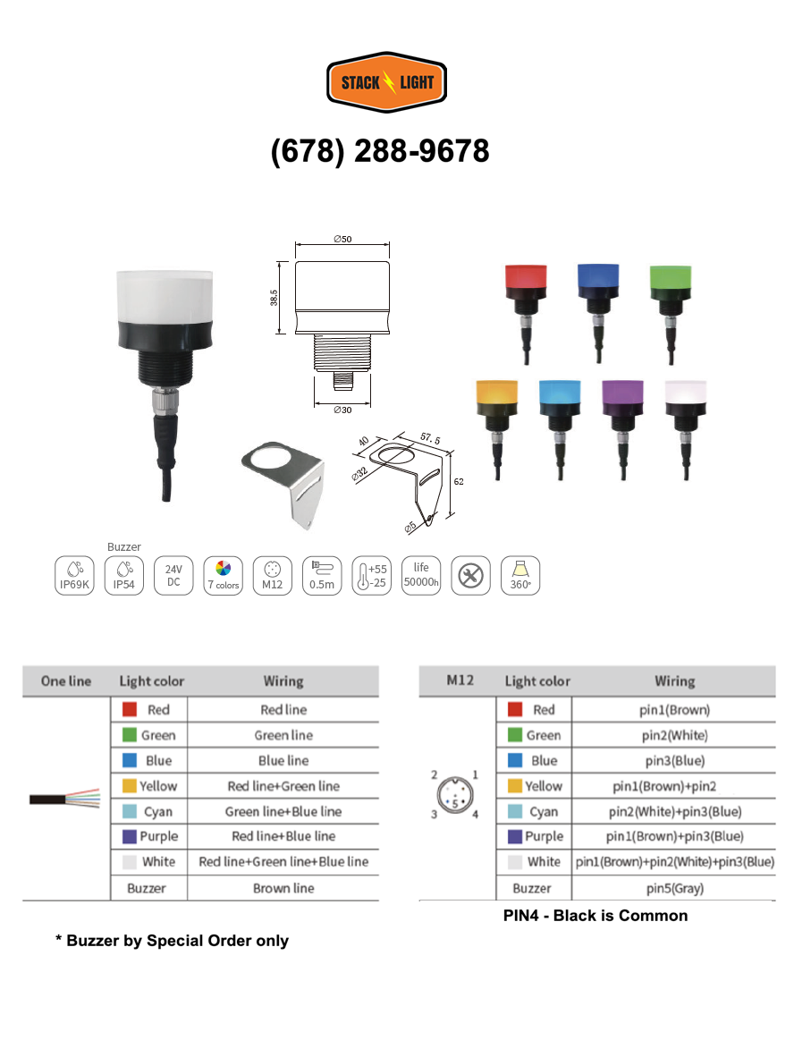 7 Color Status Light specifications