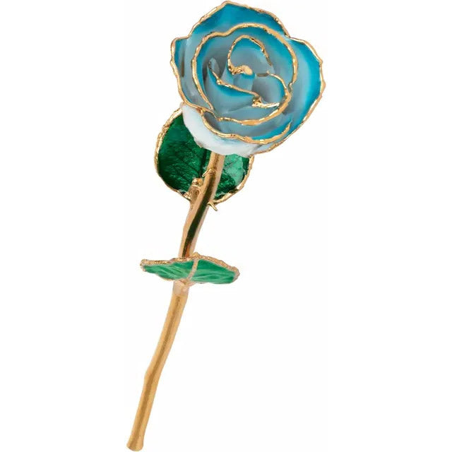 Laquered Rose - Cream Turquoise with Gold Trim