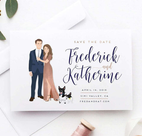 Digital Wedding Save The Date With Couple Portrait The Penny