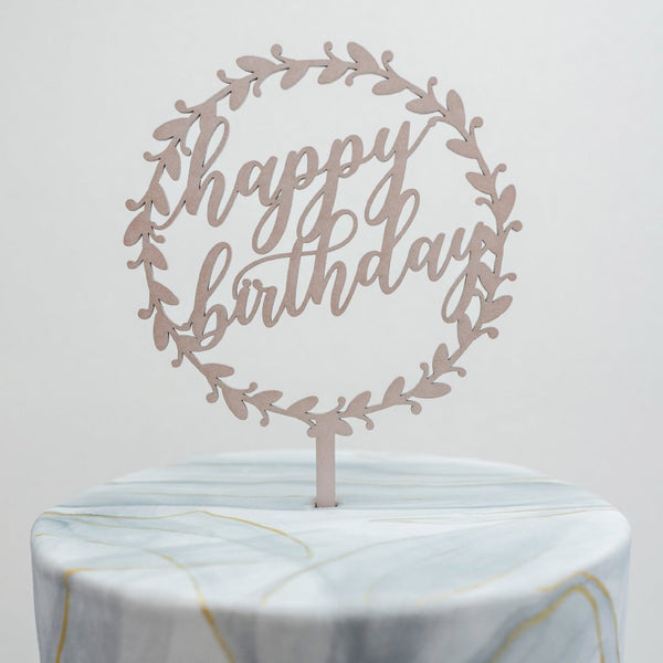 Marielle Wreath Happy Birthday Cake Topper - Pomp & Revel