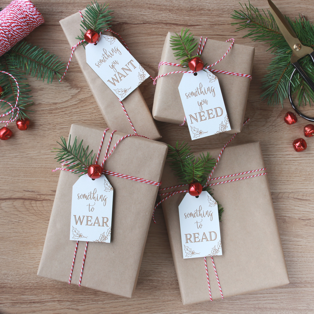 Want, Need, Wear, Read Holiday Gift Tag Set - Pomp & Revel