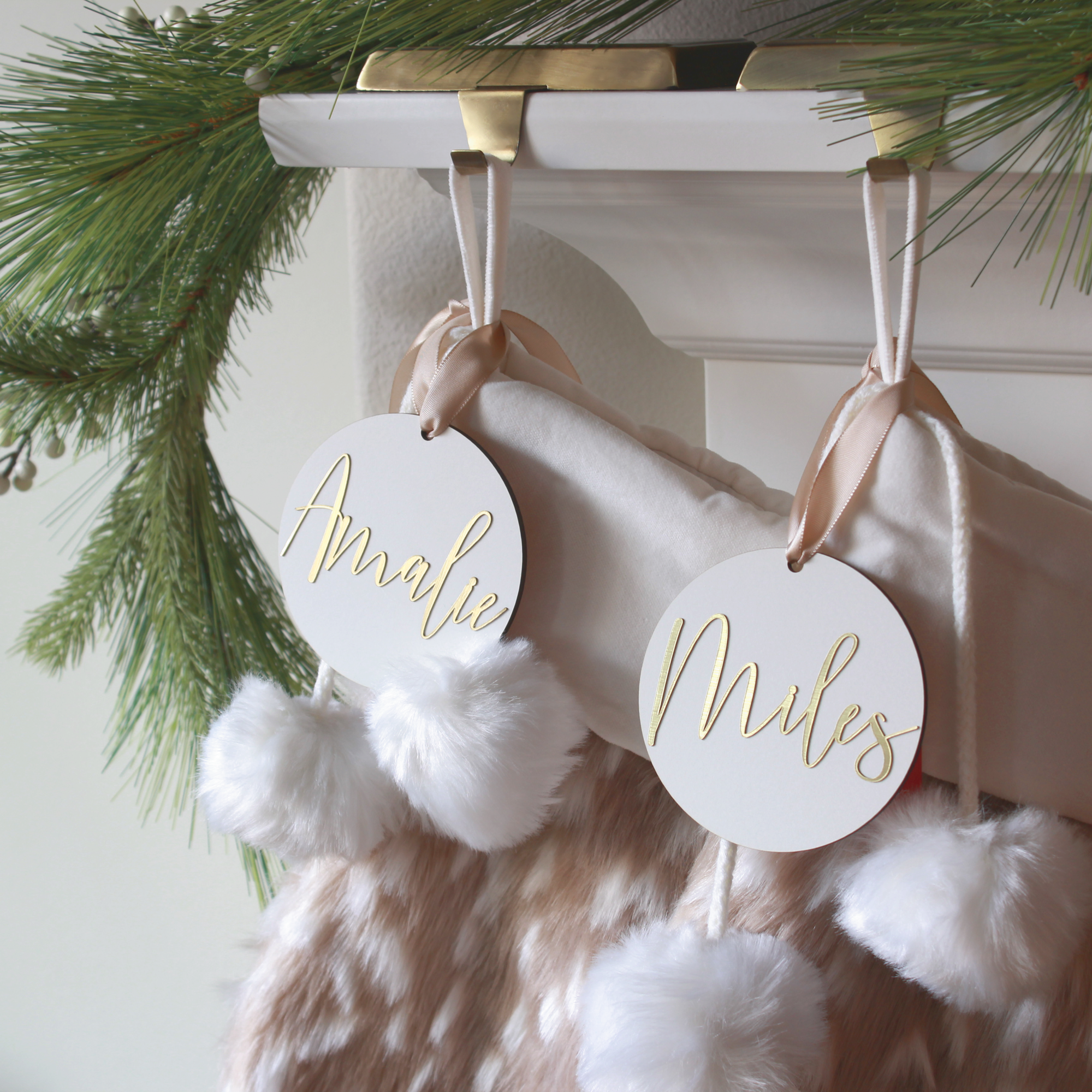 Script Gift/Stocking Name Tags – Heather and Oak