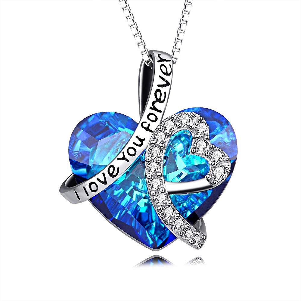 I Love You Forever Heart Necklace with Swarovski Crystals | 24 Style