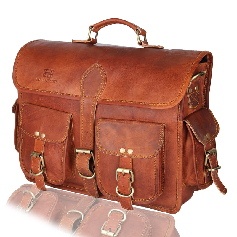 Men's Genuine Vintage Brown Leather Laptop Bag – Leather Native