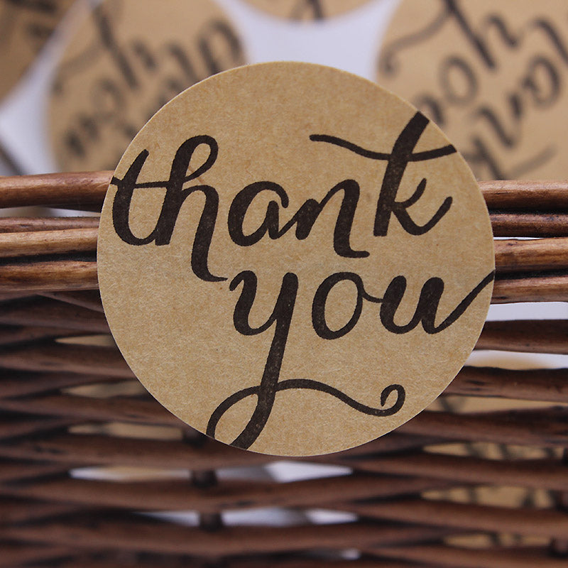 brown kraft thank you stickers 108pcs