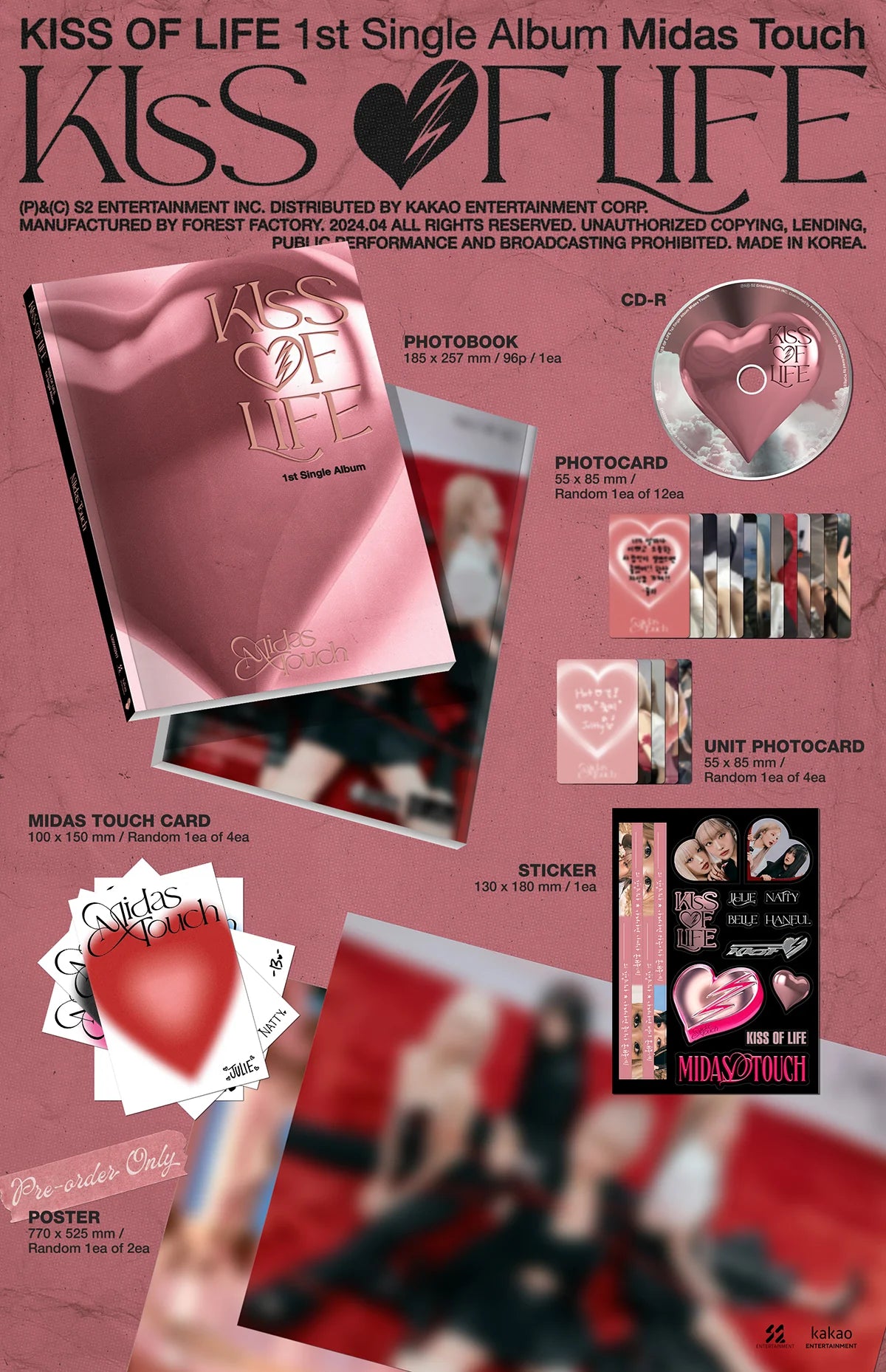 Kiss Of Life 1st Single Album - Midas Touch (Withmuu Luckydraw Photobook Set) BTS V [Release date] April 18