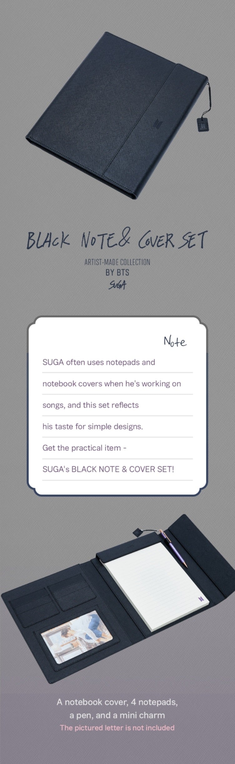 超歓迎 BTS Suga ノートセット ユンギ BLACK NOTE COVER SET gokuburger.fr