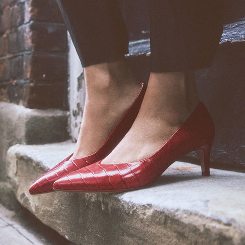 clarks fuschia pink croc heels 