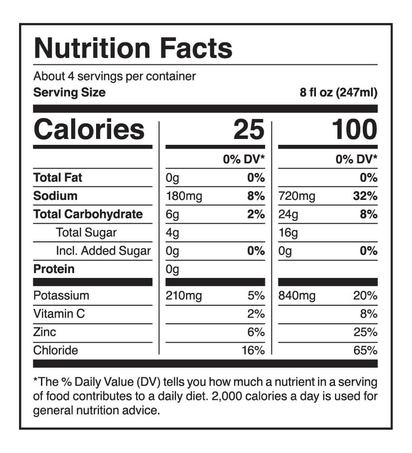 Berri Lyte Nutrition Facts Acai Berri