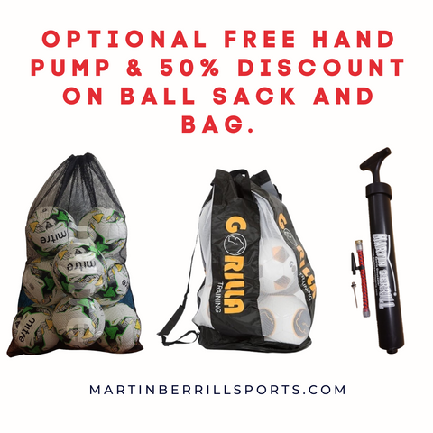 Optional Free Hand Pump & 50% Discount on Mesh Ball Sacks & Ball Bags