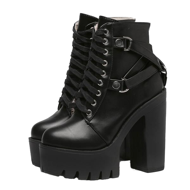 black chunky platform boots