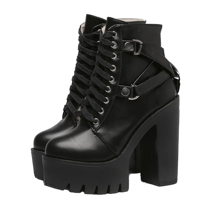 black platform ankle boot